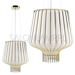 Saya Biała Złota 1x100W E27 – 400x450x2000mm – Lampa Wisząca