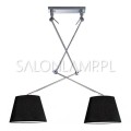 czarna lampa sufitowa na chromowanych wysięgnikach Adam 2S 2x60W E27