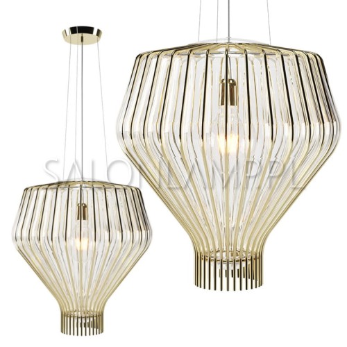 lampa zwieszana do nowoczesnych wnętrz Saya 48cm kryształ złota 100W E27