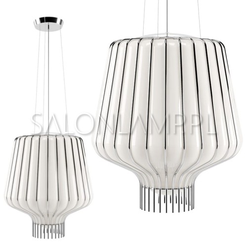 lampa zwieszana do nowoczesnych wnętrz Saya 40cm biały chrom 100W E27