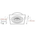 oprawa wpuszczana czarne Oczko Halogenowe Wpust 5211 50W GU10 w kwadracie schemat