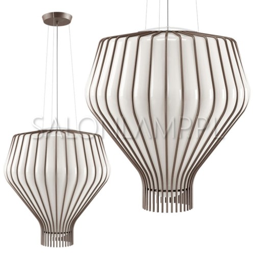 lampa zwieszana do nowoczesnych wnętrz Saya 48cm biała rdzawa 100W E27