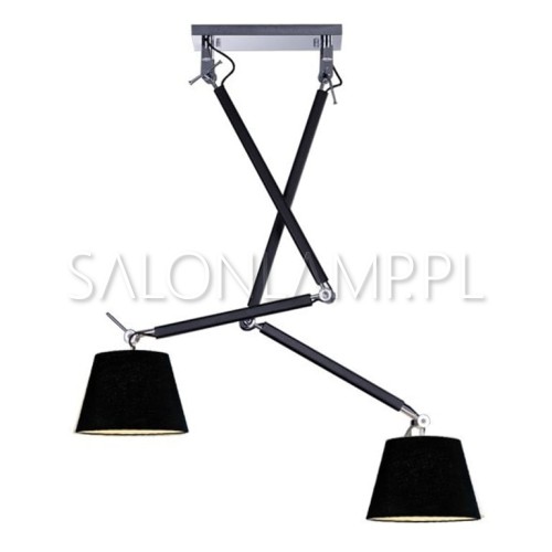 czarna lampa sufitowa na wysięgniku Zyta 2S 2x60W E27
