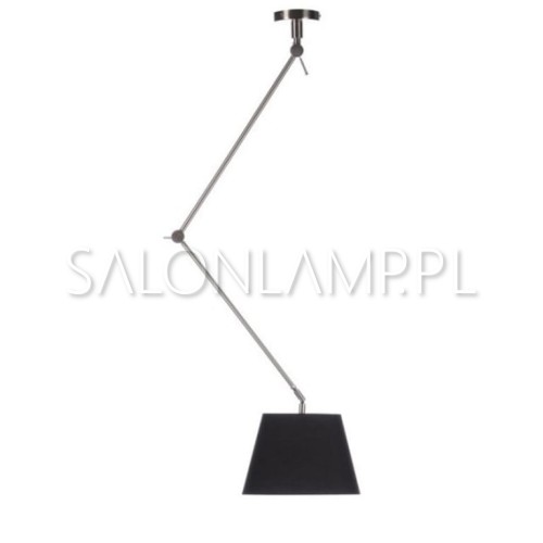 lampa sufitowa na chromowanym wysięgniku Adam S 60W E27 z czarnym kloszem