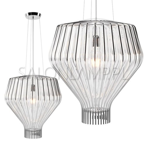 lampa zwieszana do nowoczesnych wnętrz Saya 48cm kryształ chrom 100W E27