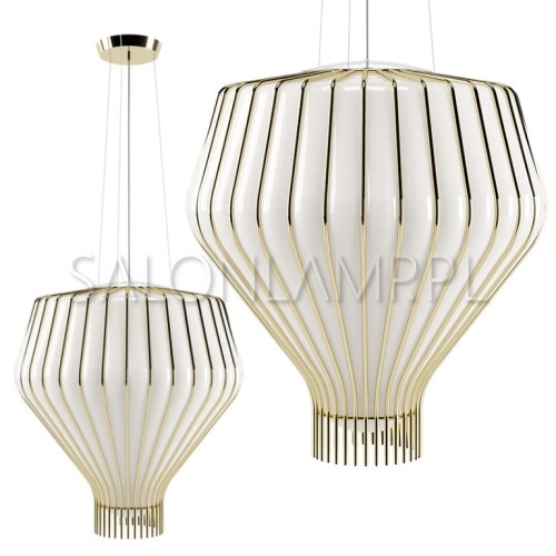lampa zwieszana do nowoczesnych wnętrz Saya 48cm biała złota 100W E27