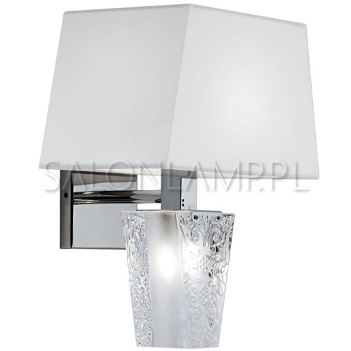 dekoracyjny kinkiet Vicky z kryształu z białym kloszem Fabbian.jpg