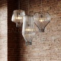 designerska lampa wisząca Saya 40cm biały chrom 100W E27