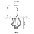oprawa zwieszana Saya 40cm biały chrom 100W E27 schemat