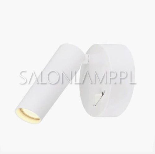 mały elegancki biały kinkiet ścienny do czytania w sypialni nad łóżko Mila LED z włącznikiem wyłącznikiem na boku lampy.jpg