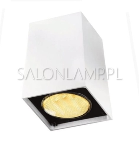 elegancka biała oprawa plafon kostka na suficie z czarnym wnętrzem Vosto NT halogen 50W GU10.jpg