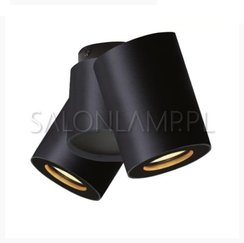 podwójna mała czarna lampa dwie tuby plafon na suficie Balli NT2 halogen 2x50W GU10 z możliwością obrotu świecenia.jpg