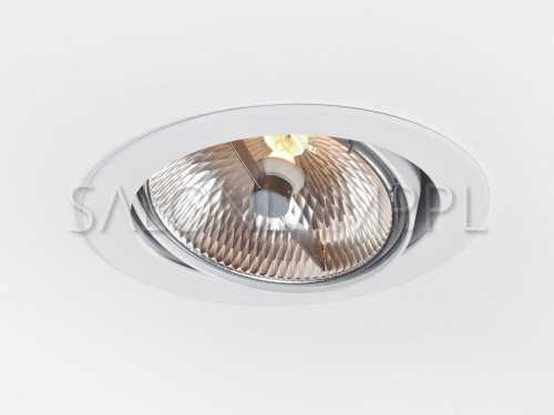 biała okrągła lampa z ramką wpuszczana w sufit podwieszany z regulowanym źródłem światła Iner 1 QR111 50W.jpg