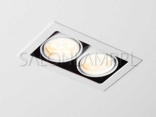 biała oprawa podtynkowa z ramką wpuszczana w sufit podwieszany z czarnym wnętrzem Tweet 50.2 2x50W GU10.jpg