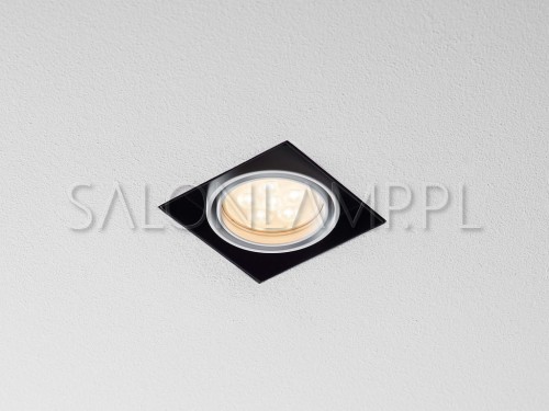 czarna oprawa podtynkowa lampa wpuszczana zlicowana z sufitem podwieszanym biały ring reflektora Tweet 50.1 Trimless 50W GU10.jpg