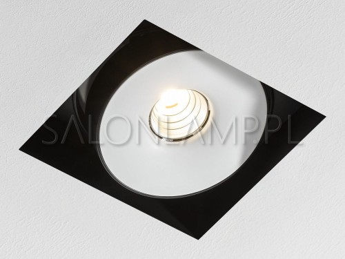 nowoczesna lampa wpuszczana w sufit podwieszany wewnątrz czarna reflektor z białym odbłyśnikiem MULTIVA EVO 115.1 Trimless edge.LED 12W.jpg