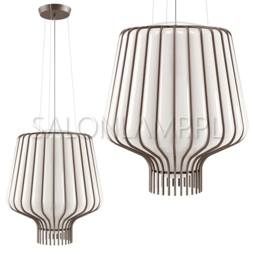 lampa zwieszana do nowoczesnych wnętrz Saya 40cm biała rdzawa 100W E27