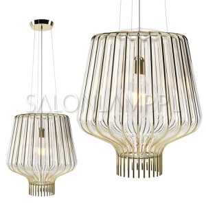 Saya Crystal Złota 1x100W E27 – 400x450x2000mm – Lampa Wisząca