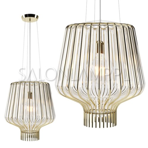 lampa zwieszana do nowoczesnych wnętrz Saya 40cm kryształ złoto 100W E27